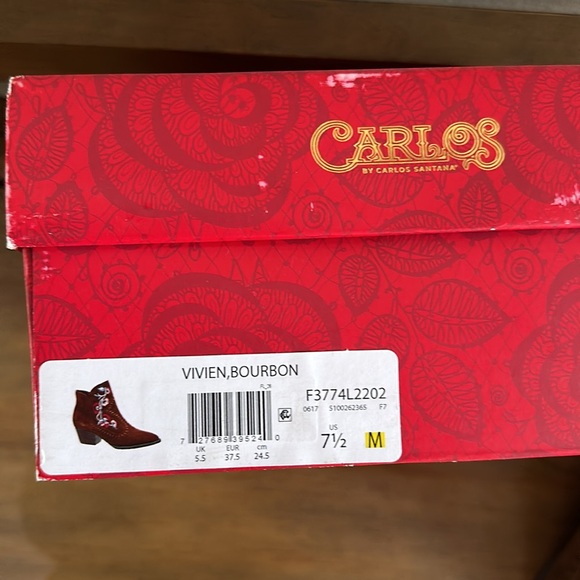 Carlos Santana Vivien Bourbon Brown Ankle Boots Booties - Picture 3 of 14